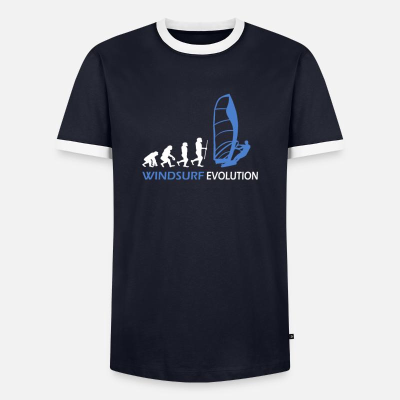 Windsurfen Evolution Geschenkideen - Männer Kontrast-T-Shirt - Navy/Weiß 