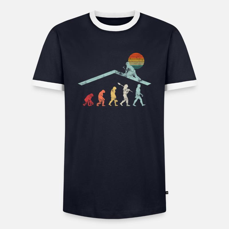 Roofing craftsman carpenter evolution - Men's Ringer Shirt - navy/white 