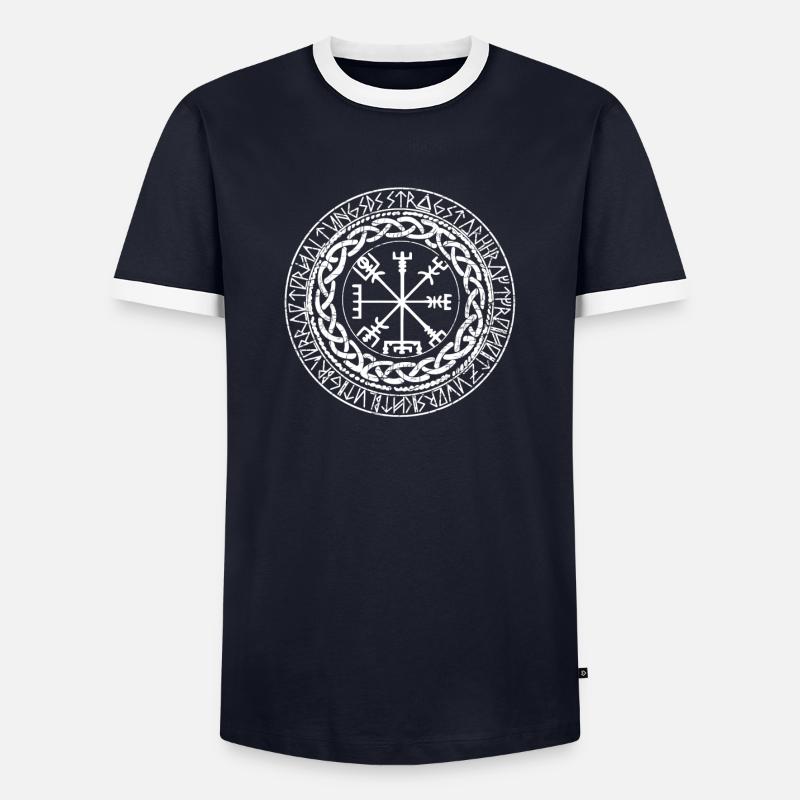 vikinger compass - Männer Kontrast-T-Shirt - Navy/Weiß 