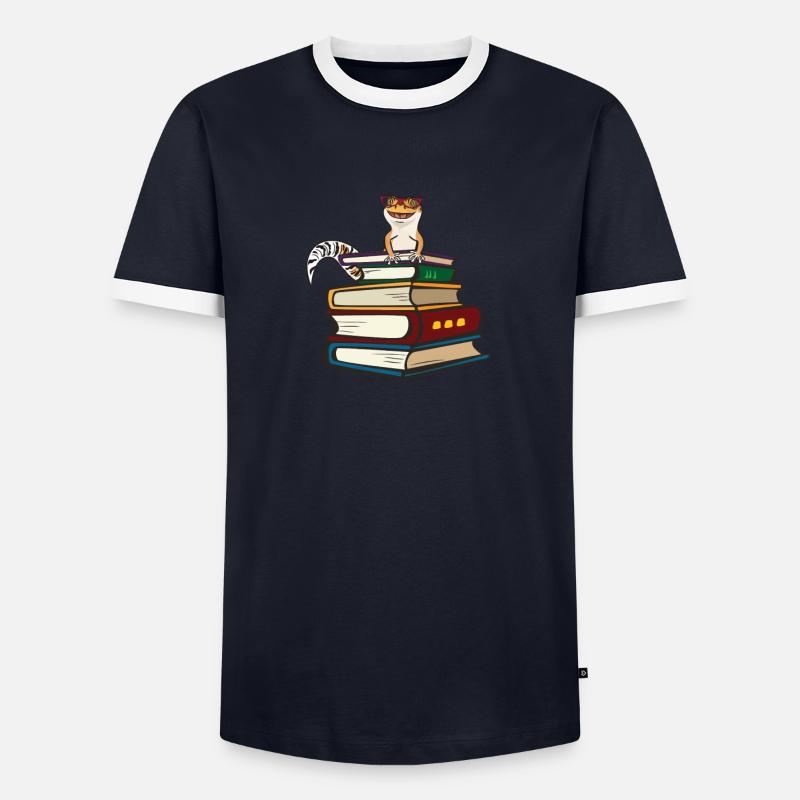 Leopard Gecko - Men's Ringer Shirt - navy/white 