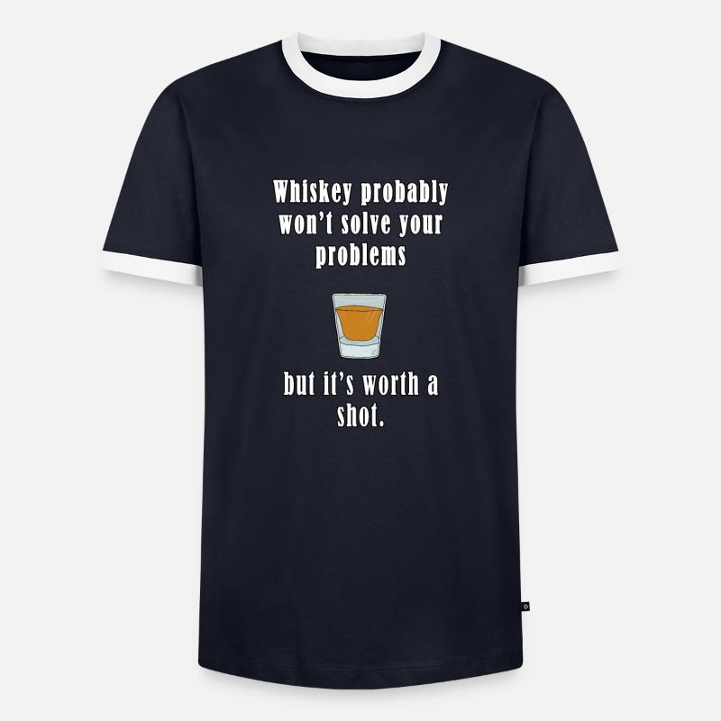 Whiskey Probably Won't Solve Your Problems - Men's Ringer Shirt - navy/white