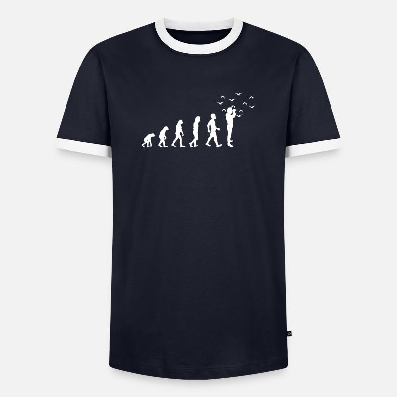Evolution Vogelbeobachter Vogel Nerd - Männer Kontrast-T-Shirt - Navy/Weiß 