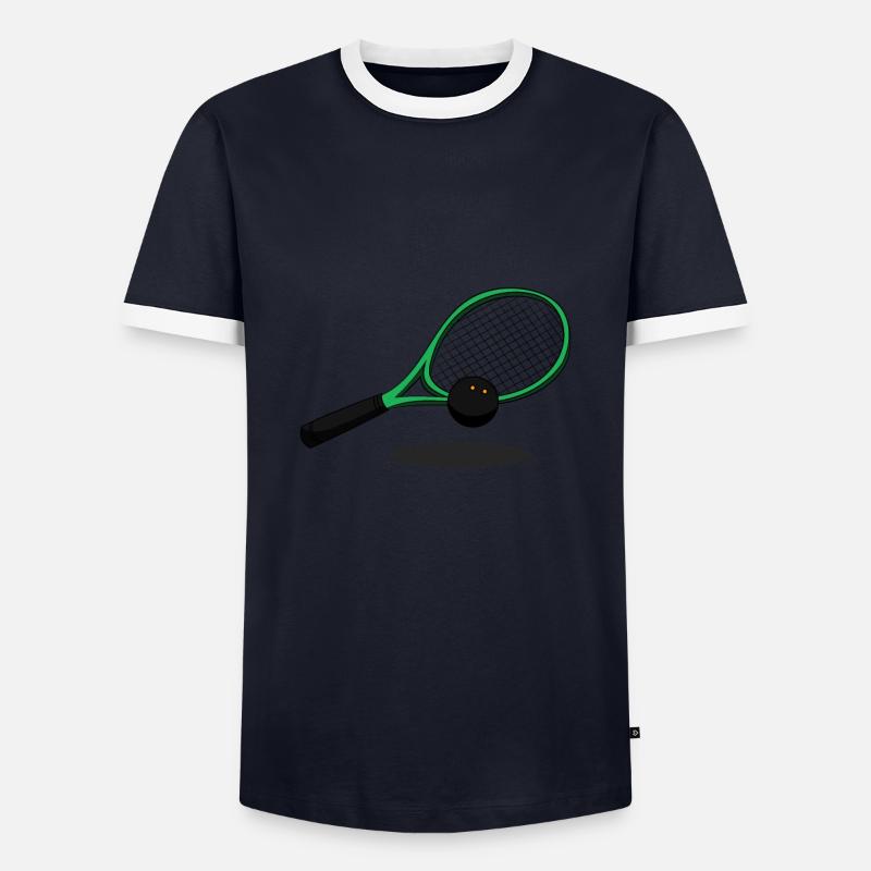 Squashball Squashball Schläger Squashen Squash - Männer Kontrast-T-Shirt - Navy/Weiß 