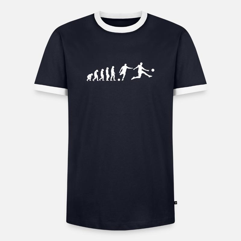 Evolution soccer player striker - Men's Ringer Shirt - navy/white 