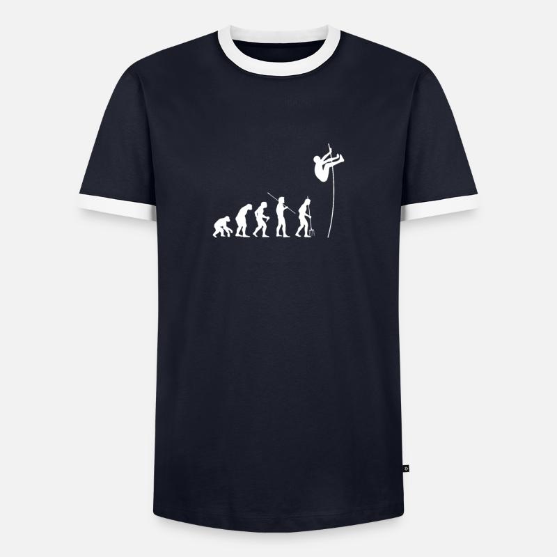 Evolution Stabhochsprung T-Shirt Geschenk - Männer Kontrast-T-Shirt - Navy/Weiß