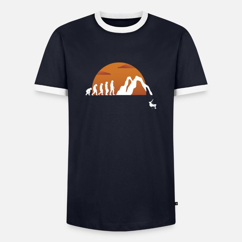 Evolution Höhlenforscher Geschenk - Männer Kontrast-T-Shirt - Navy/Weiß 