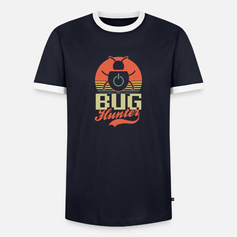 Computer Programming Bug Hunter - Men's Ringer Shirt - navy/white