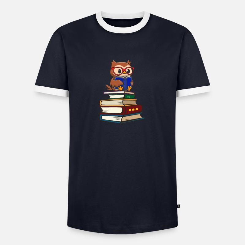 Eule - Männer Kontrast-T-Shirt - Navy/Weiß 