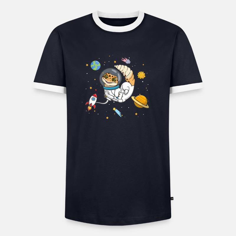 Leopardgecko - Männer Kontrast-T-Shirt - Navy/Weiß