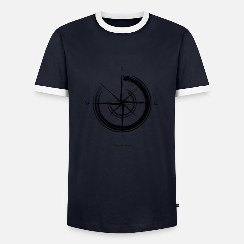 Kompas - Männer Kontrast-T-Shirt - Navy/Weiß 