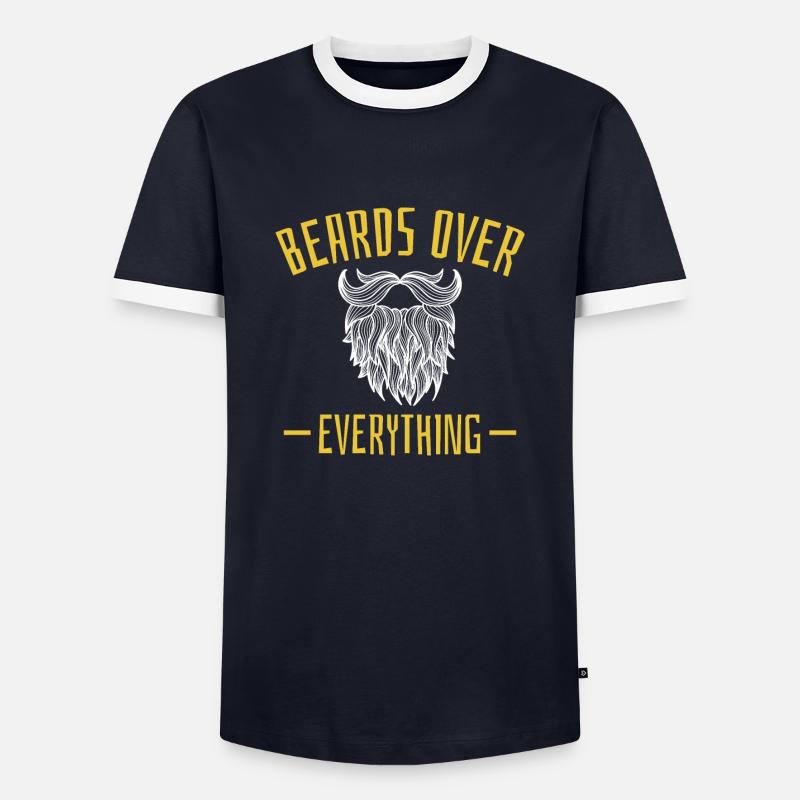 Beards Over Everything Shirt Geschenk - Männer Kontrast-T-Shirt - Navy/Weiß 