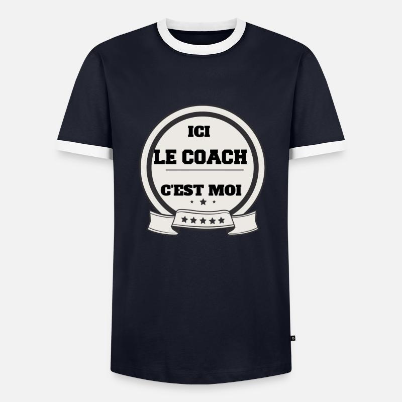 Hier bin ich der Trainer - Männer Kontrast-T-Shirt - Navy/Weiß