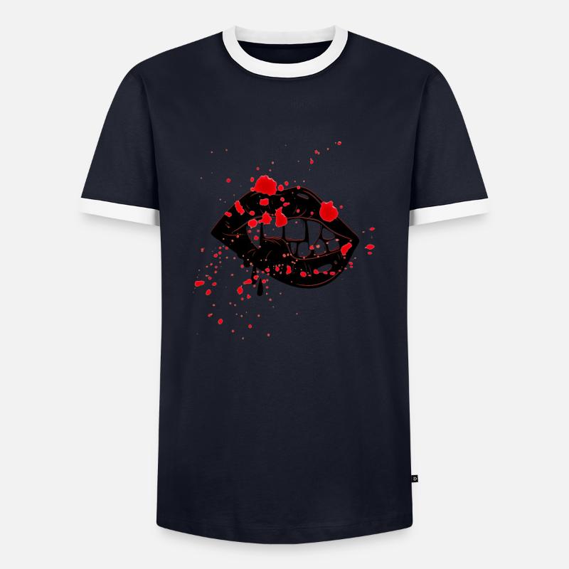 Vampire lips - Men's Ringer Shirt - navy/white 