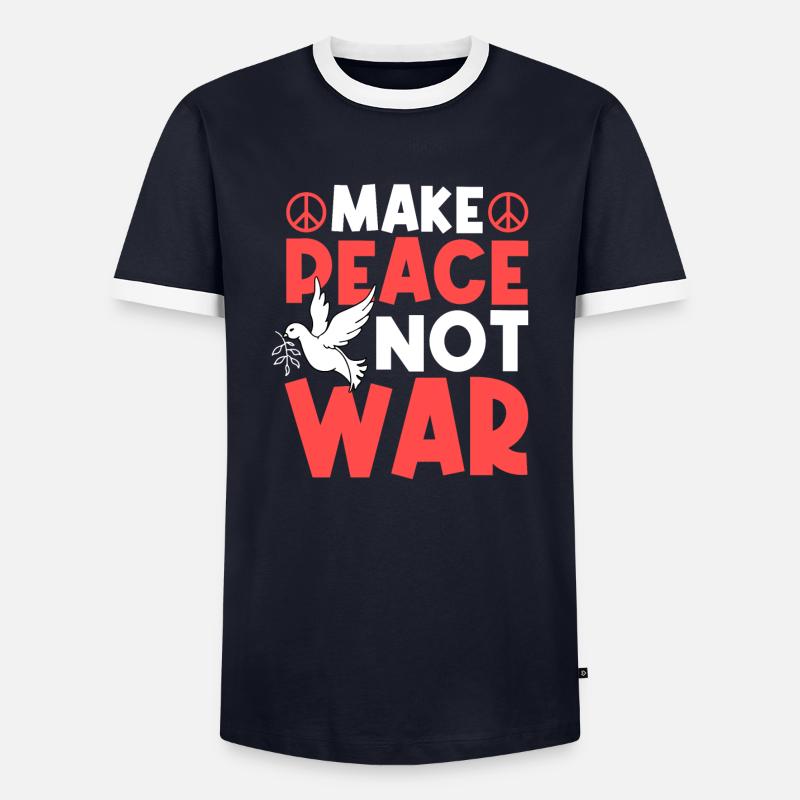 MAKE PEACE NOT WAR - Männer Kontrast-T-Shirt - Navy/Weiß