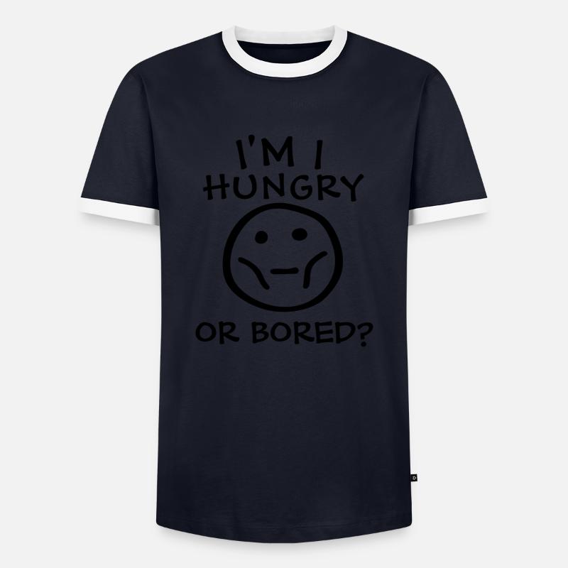 Bin ich hungrig oder gelangweilt - Männer Kontrast-T-Shirt - Navy/Weiß 