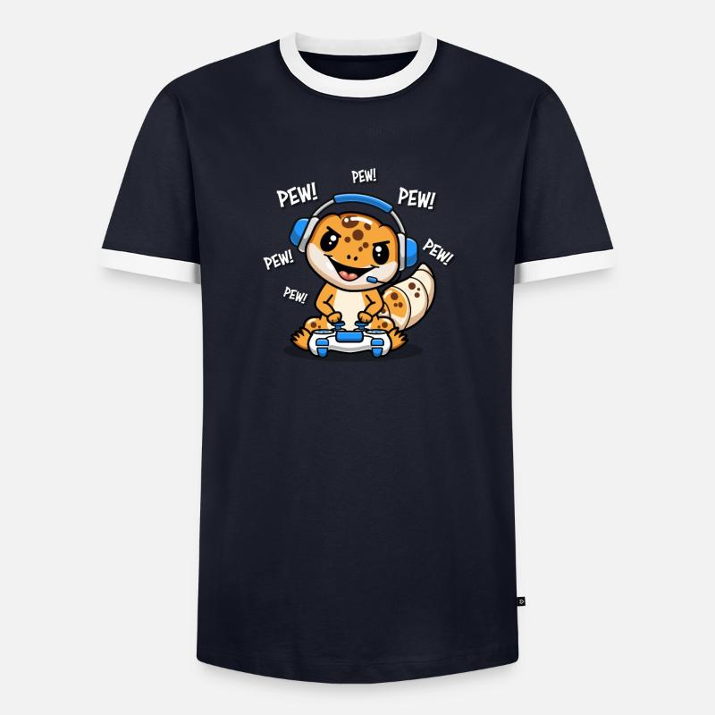 Leopard Gecko - Men's Ringer Shirt - navy/white 