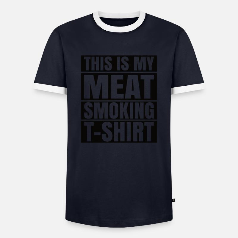 Fleisch Räuchern - Männer Kontrast-T-Shirt - Navy/Weiß 