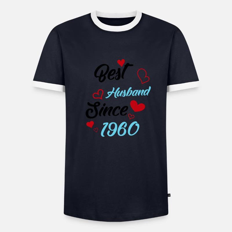 Bester Ehemann seit 1960 Hochzeit - Männer Kontrast-T-Shirt - Navy/Weiß 