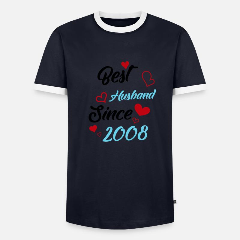 Bester Ehemann seit 2008 Hochzeit - Männer Kontrast-T-Shirt - Navy/Weiß 