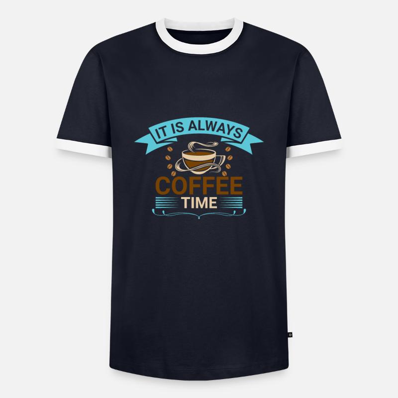 It's always coffee time - Men's Ringer Shirt - navy/white