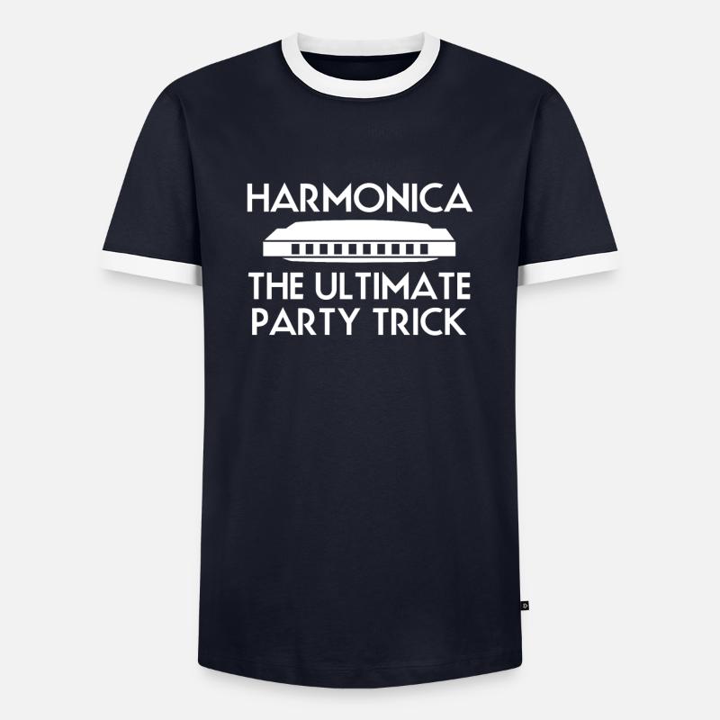 Harmonica Harmonica Slogan Shirt - Men's Ringer Shirt - navy/white 