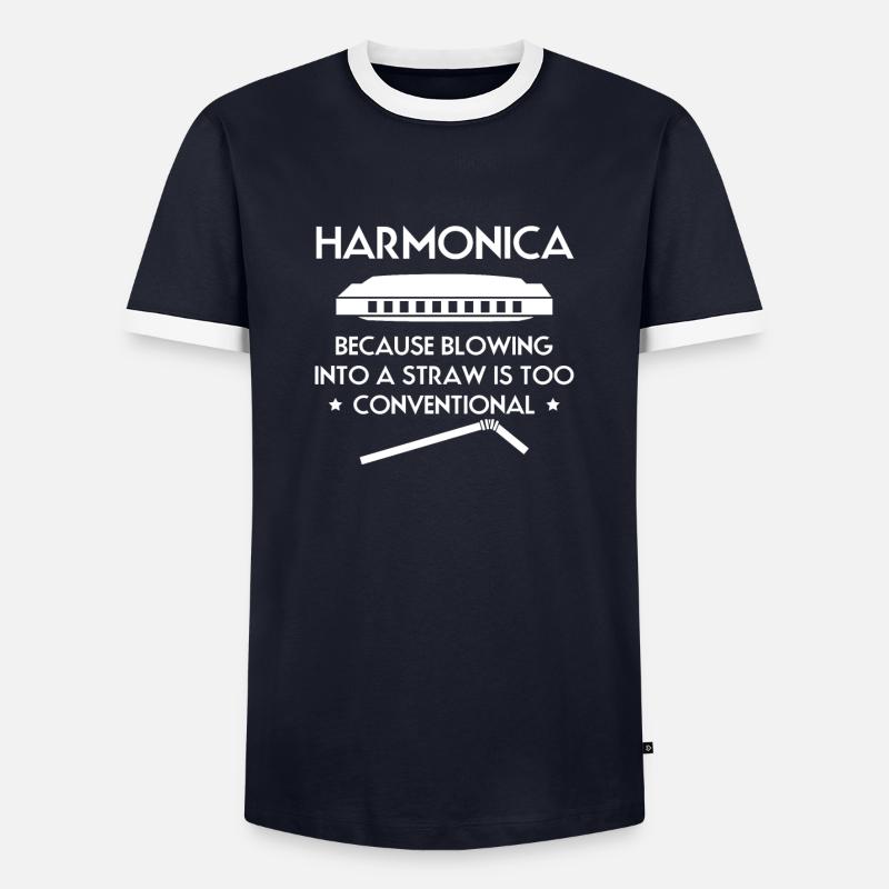 Harmonica Harmonica Slogan Shirt - Men's Ringer Shirt - navy/white 
