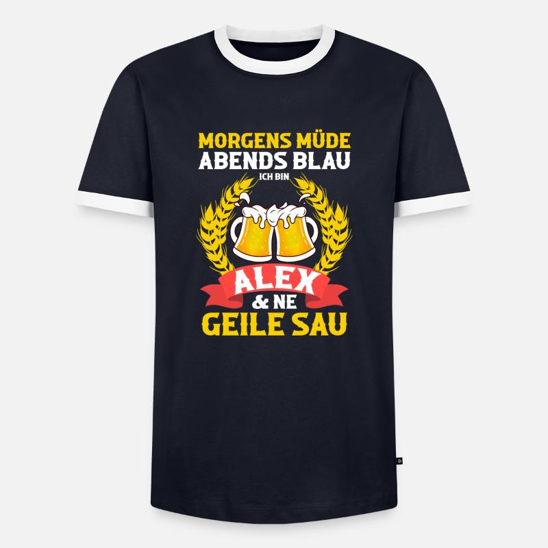 Alex - Männer Kontrast-T-Shirt - Navy/Weiß 
