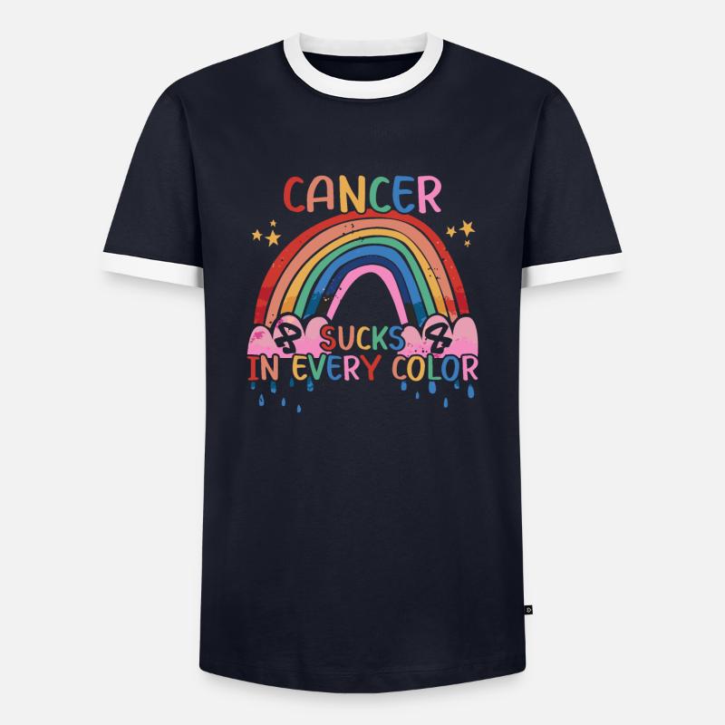 Krebs Ist Scheiße | Krebs Bekämpfen - Männer Kontrast-T-Shirt - Navy/Weiß 