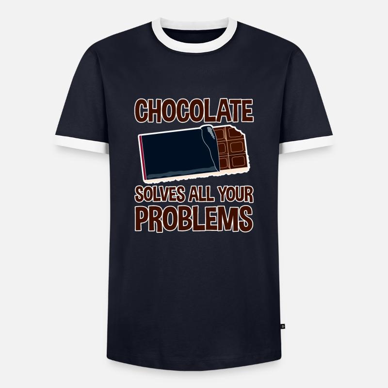 Chocolate Solves All Your Problems - Men's Ringer Shirt - navy/white 