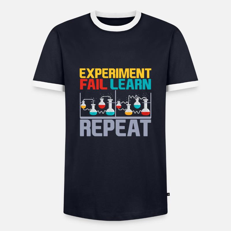 Experiment Fail Learn Repeat 4 - Männer Kontrast-T-Shirt - Navy/Weiß 