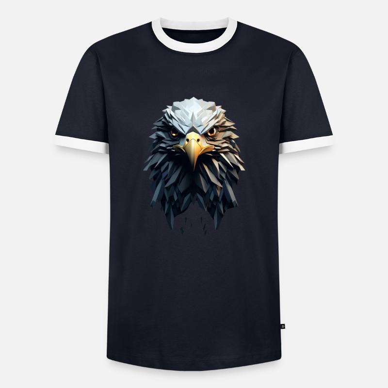 Geometric Eagle Animation - Men's Ringer Shirt - navy/white 