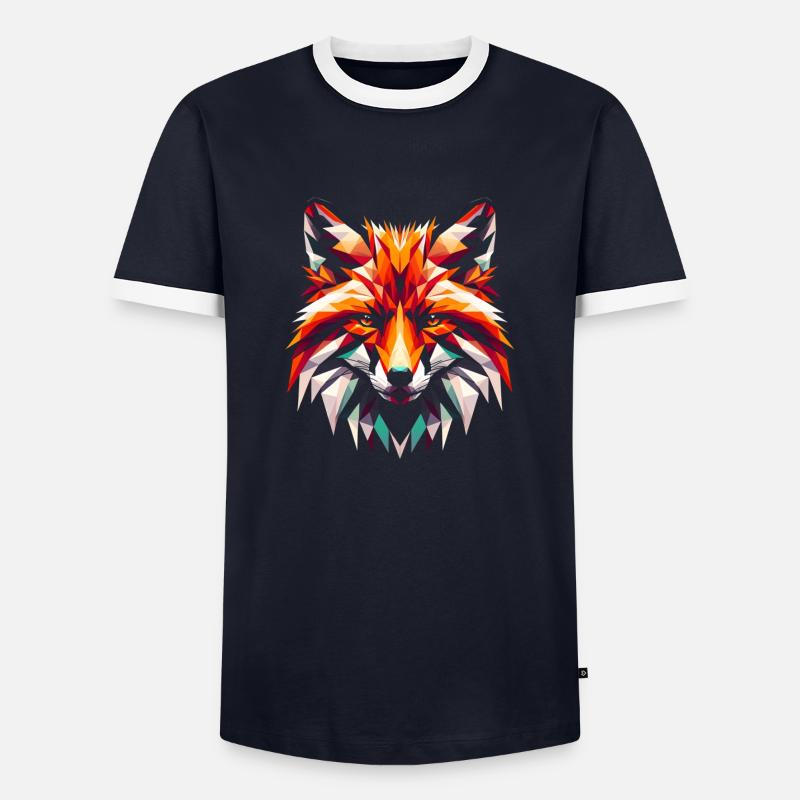 Polygon Geometric Fox - Men's Ringer Shirt - navy/white 