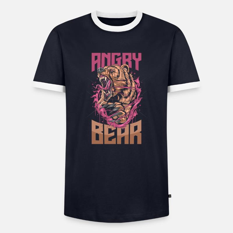 Wütender Bär - Männer Kontrast-T-Shirt - Navy/Weiß 