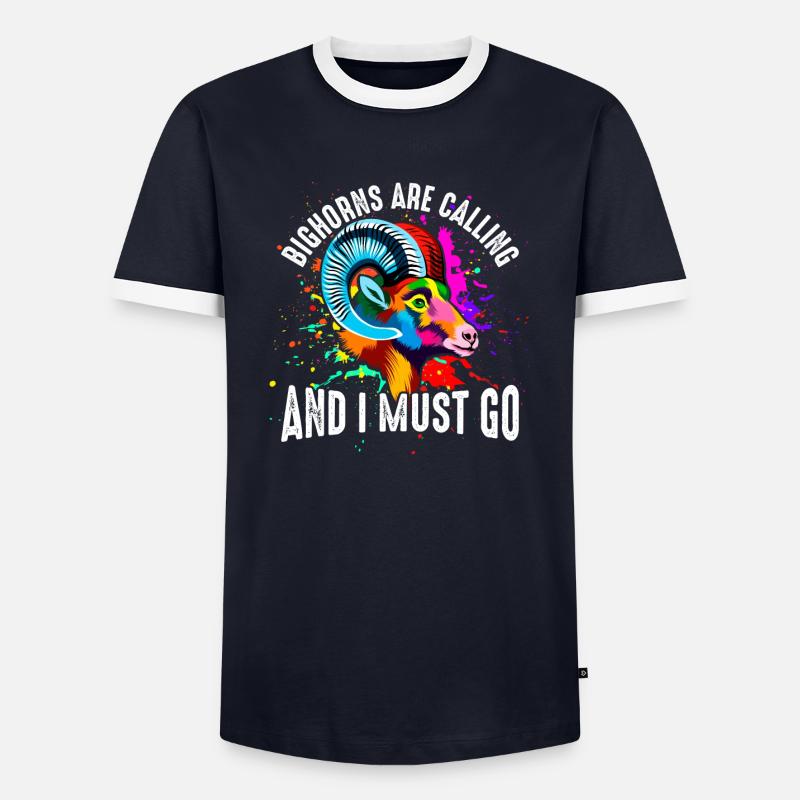 Die Dickhörner rufen - Männer Kontrast-T-Shirt - Navy/Weiß
