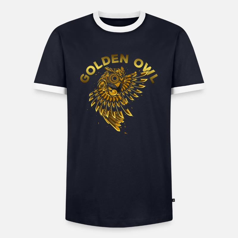 Goldene Eule - Männer Kontrast-T-Shirt - Navy/Weiß 