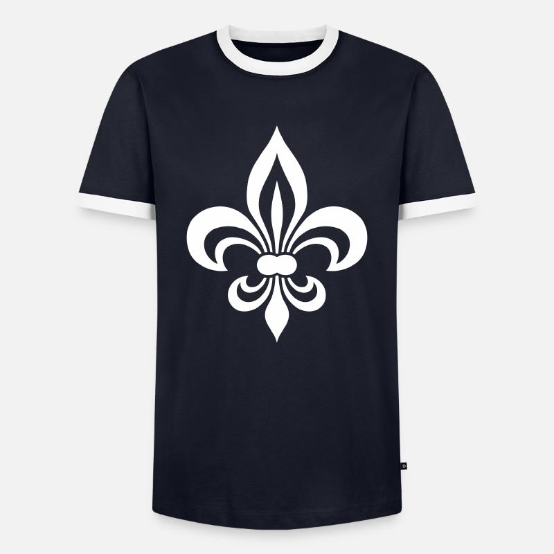 fleur de lis - Men's Ringer Shirt - navy/white 