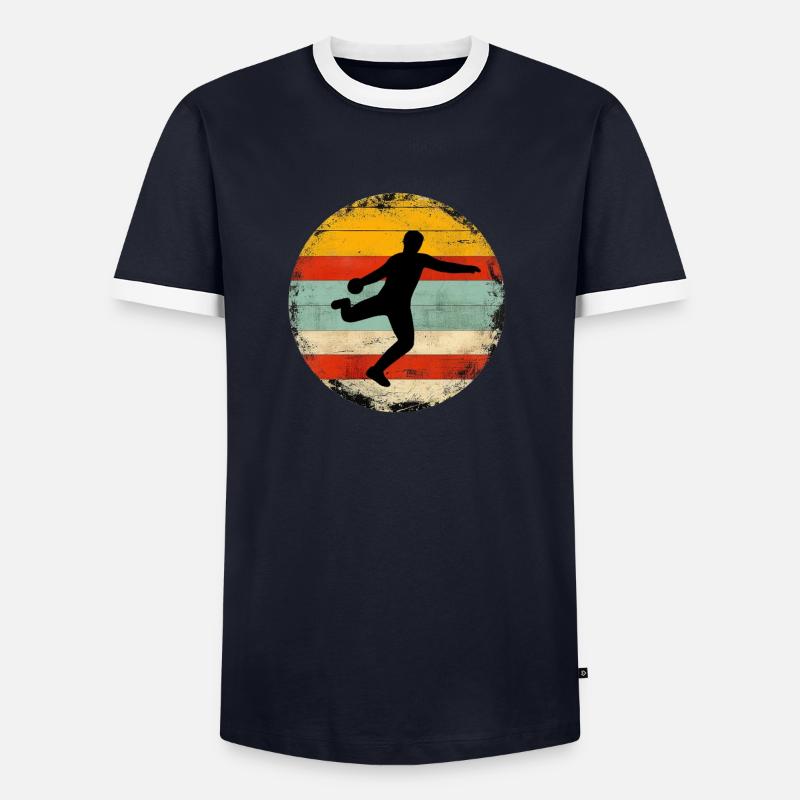 Discus Throw - Men's Ringer Shirt - navy/white 