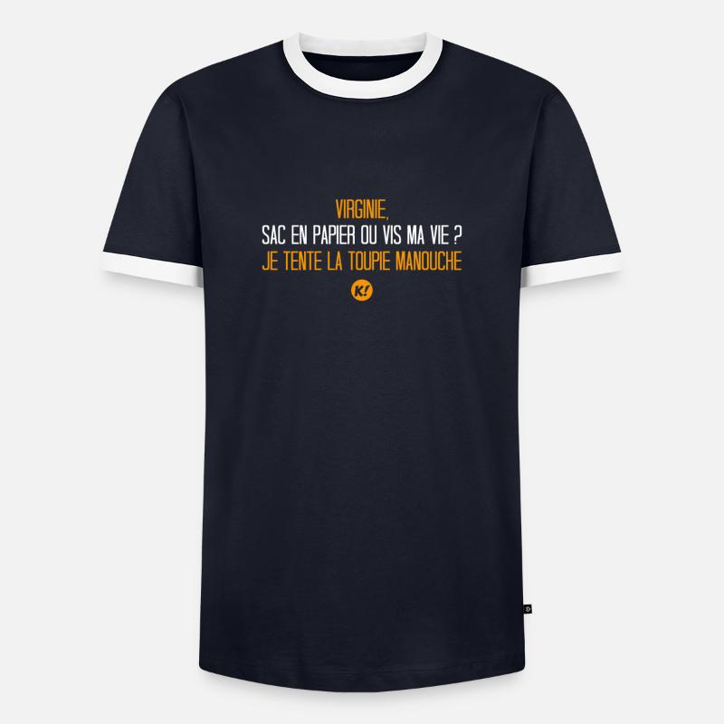 Papiertüte oder Lebe mein Leben? ... - Männer Kontrast-T-Shirt - Navy/Weiß 