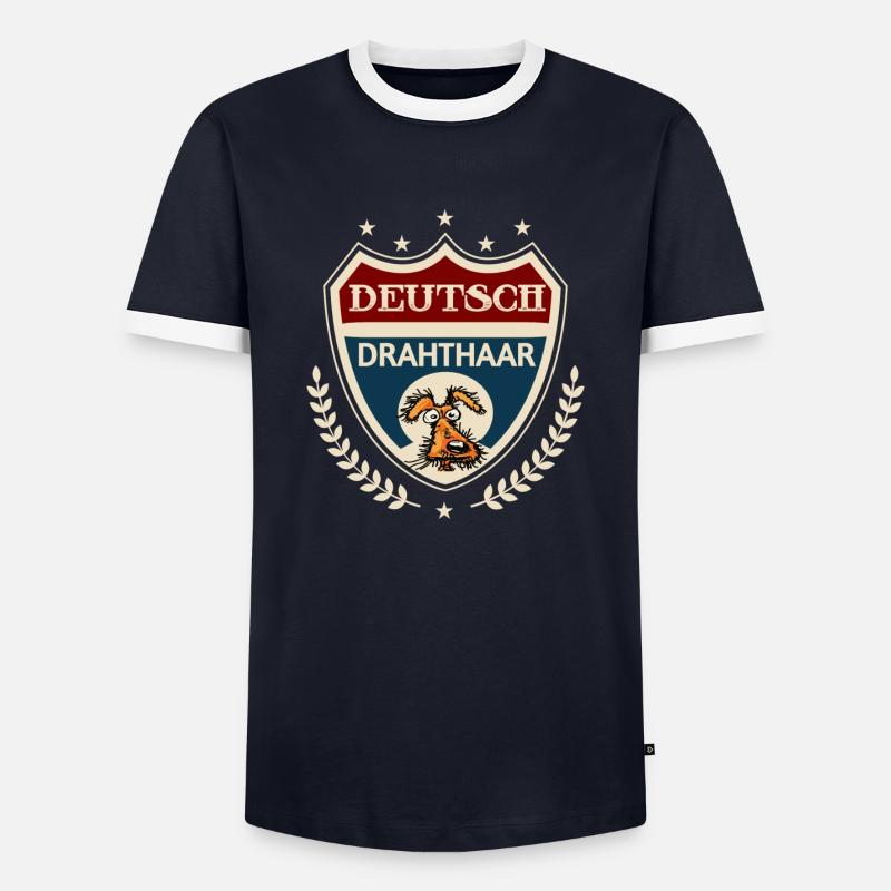 German Wirehaired Pointer - Men's Ringer Shirt - navy/white 