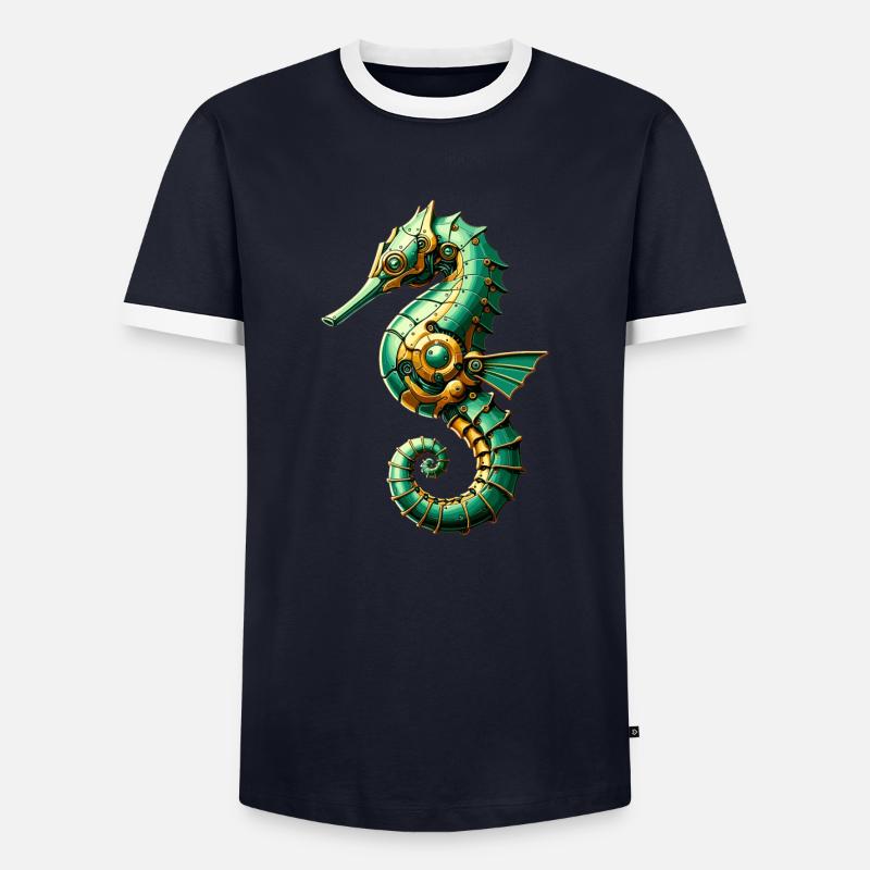 Seepferdchen Roboter, Roboter-Seepferdchen - Männer Kontrast-T-Shirt - Navy/Weiß