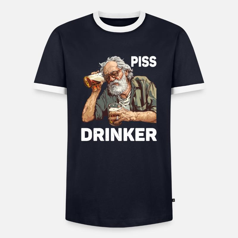 Piss Drinker 46 - Men's Ringer Shirt - navy/white 