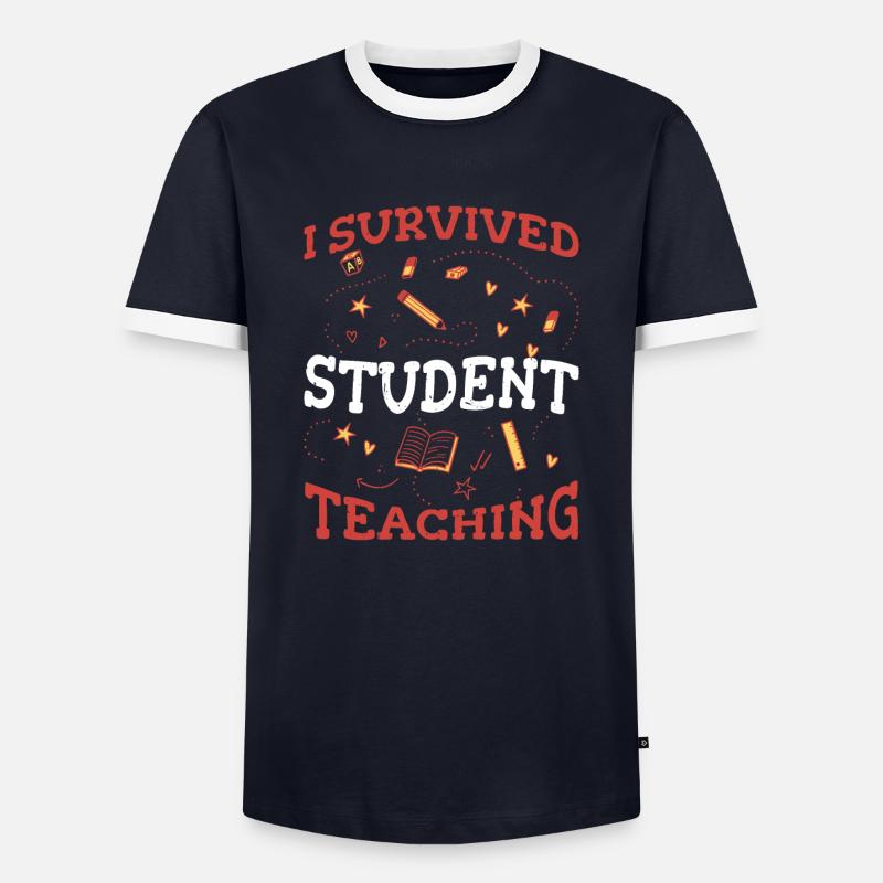 I Survived Student Teaching 5 - Männer Kontrast-T-Shirt - Navy/Weiß 
