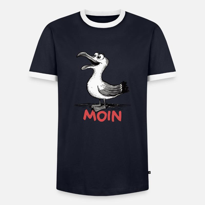 Moin Möwe - Männer Kontrast-T-Shirt - Navy/Weiß
