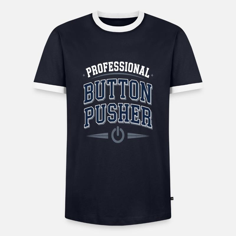 Professional Button Pusher - Männer Kontrast-T-Shirt - Navy/Weiß