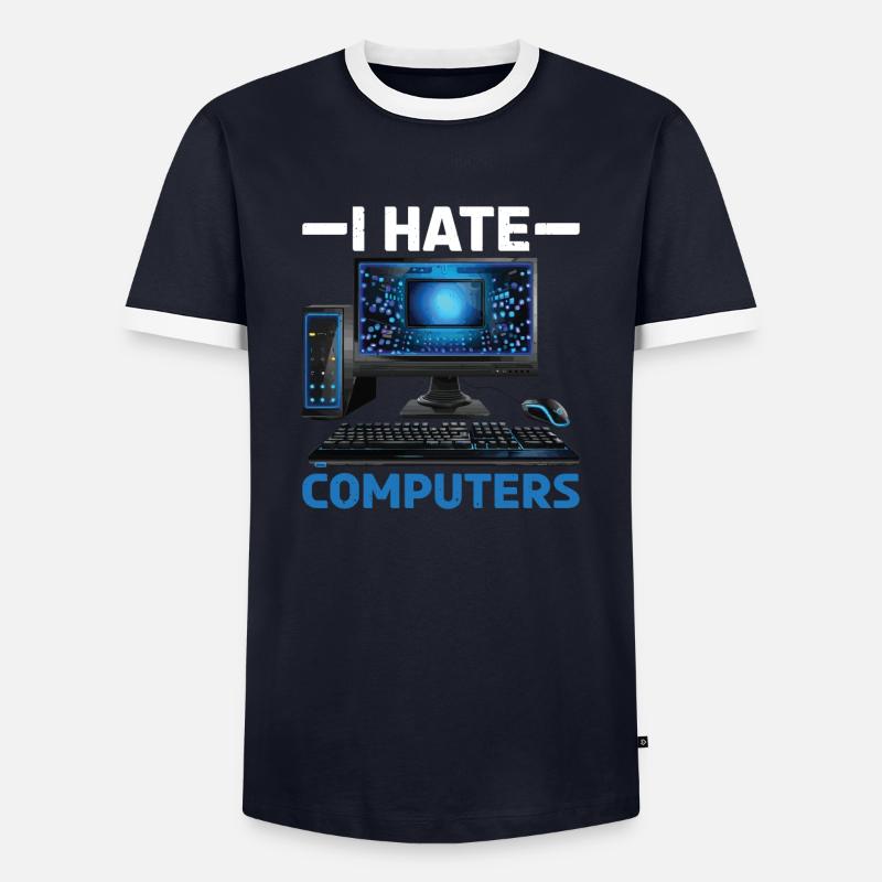 I Hate Computers - Männer Kontrast-T-Shirt - Navy/Weiß