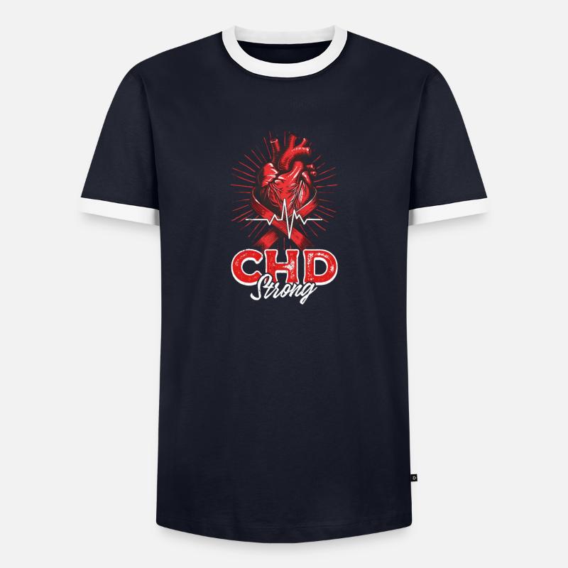 CHD-Bewusstsein Chd Stark - Männer Kontrast-T-Shirt - Navy/Weiß 