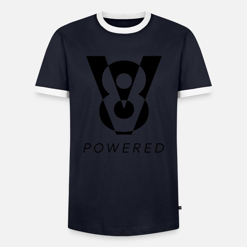 V8 Powered - Männer Kontrast-T-Shirt - Navy/Weiß
