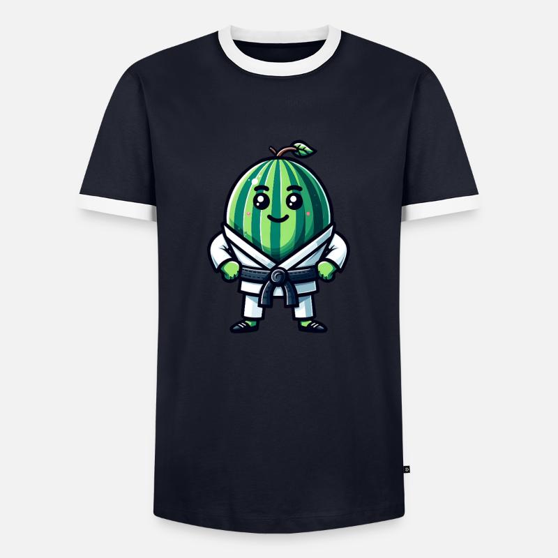 Karate Wassermelone Krieger mit Gi - Männer Kontrast-T-Shirt - Navy/Weiß 