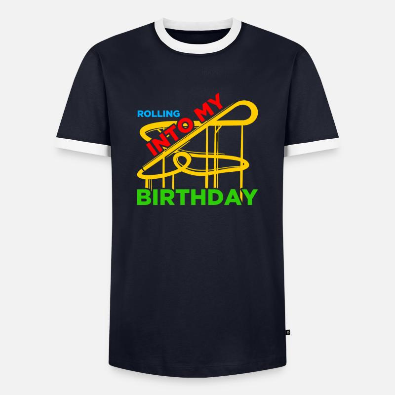 Rolling into Freizeitpark Rollercoaster Achterbahn - Männer Kontrast-T-Shirt - Navy/Weiß 