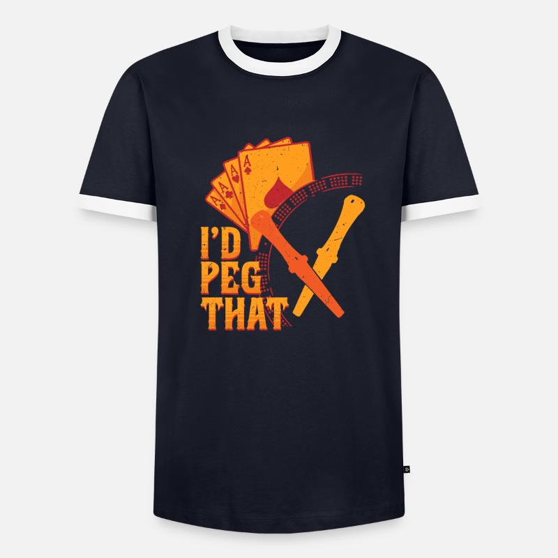 Cribbage I'd Peg That - Men's Ringer Shirt - navy/white 